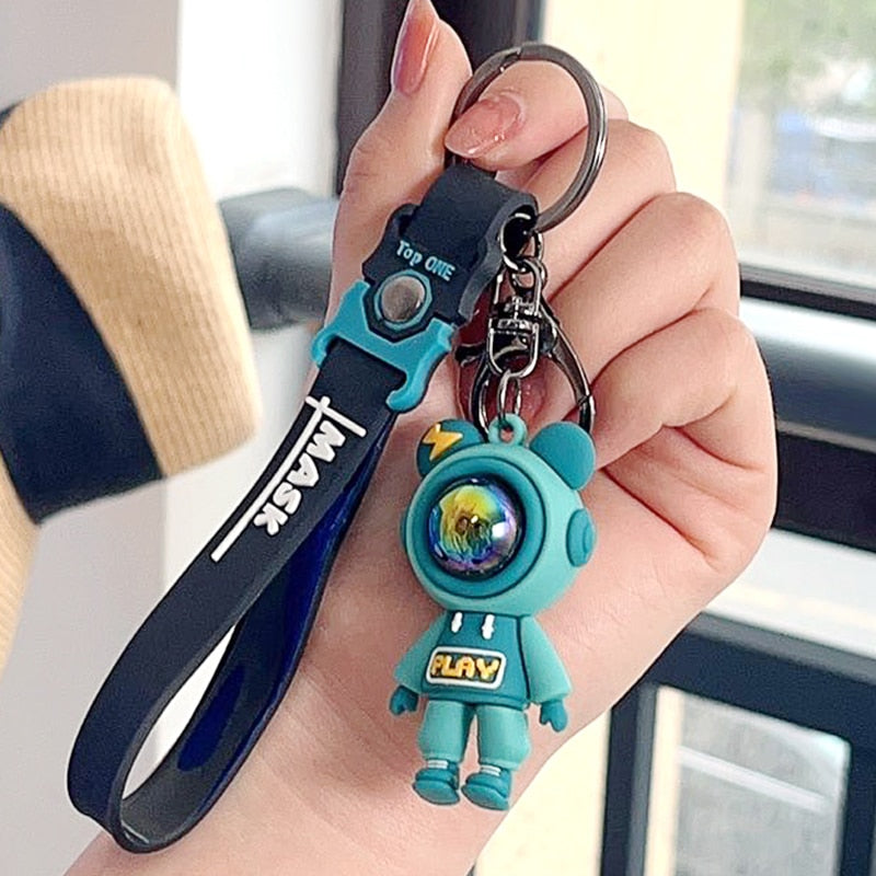 Cute PVC Colorful SpaceBear Keychain Handmade