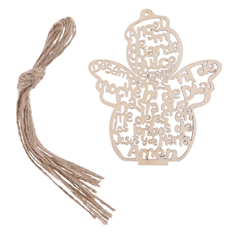 12 Pcs/Pack Wooden Hollow Out Angel for Doll Ornaments Pendants Embellishments for DIY Art Craft Projects Christmas Party