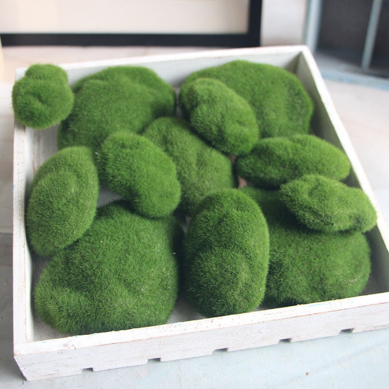 6Pcs Artificial Fake Moss Stones