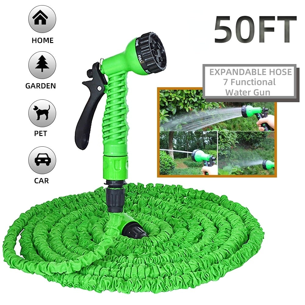 50FT Expandable Water Hose Kit PVC 7 Spraying Modes