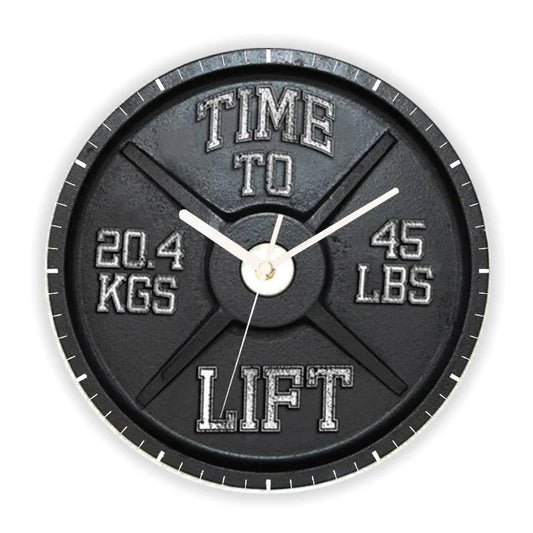 Time To Lift Barbell Plate Workout Wall Clock