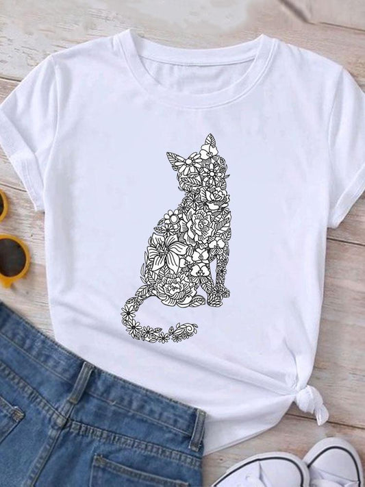 Womens Short Sleeved Graphic Fashion T-Shirt's Various Styles