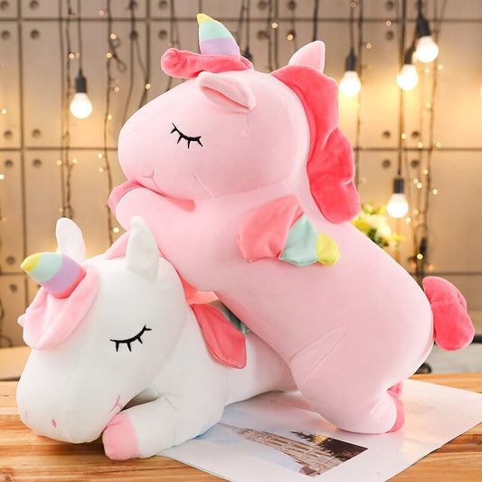 Ultra Soft Huggable Unicorn Plush Toys Pink And White 25cm