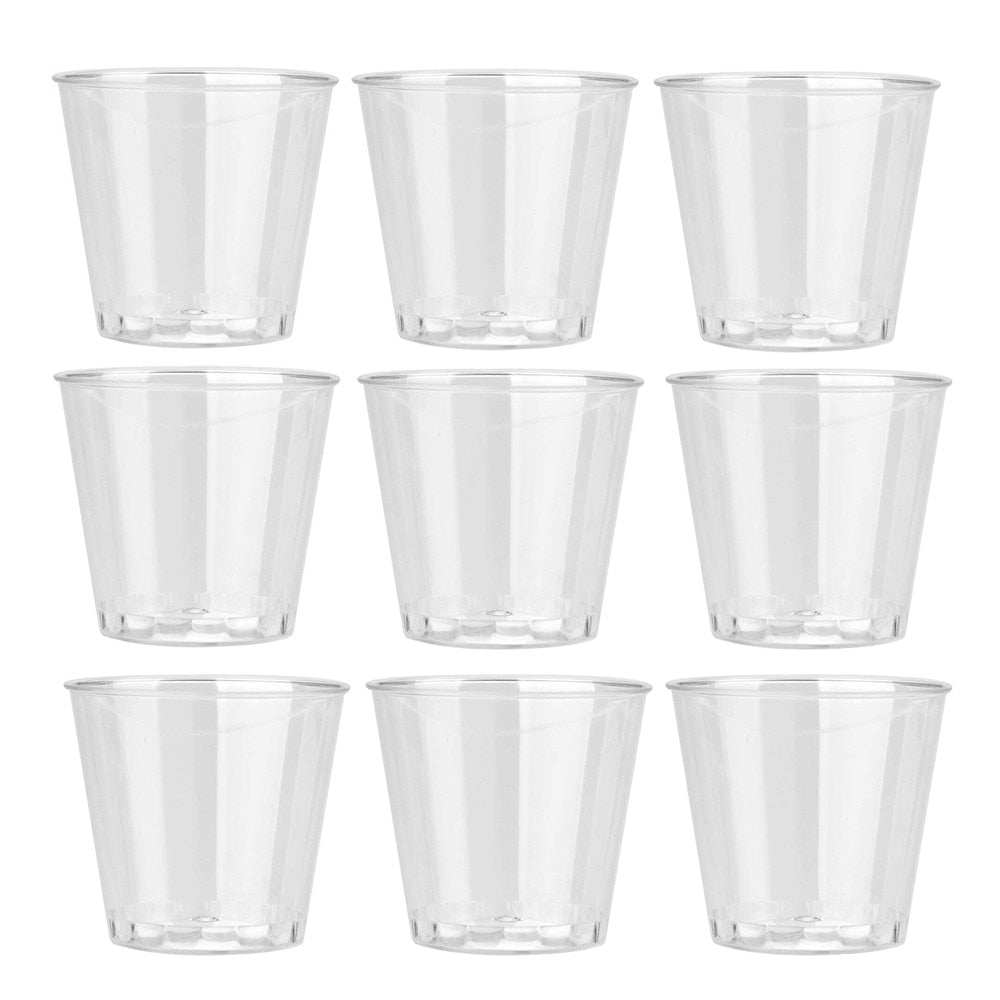 10-100PC 30ml Plastic Shot Glass Disposable Shooter Cups Disposable Clear Plastic Shot Glasses Tumblers Jelly Cups Portable Cups