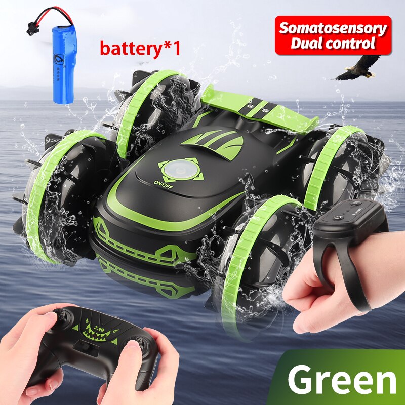RC Car Toys 4Wd Amphibious Vehicle Boat Remote Control Cars RC Gesture Controlled Stunt Drift Car Toy For Kids Adults Children