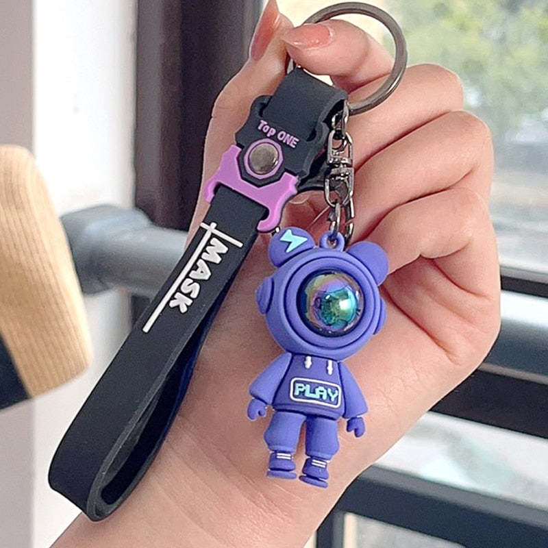 Cute PVC Colorful SpaceBear Keychain Handmade