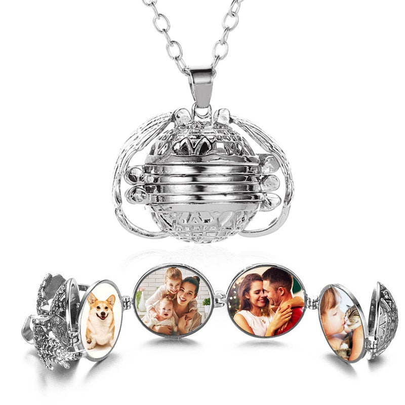 Multi-Layer Wings Photo Box Album Necklace