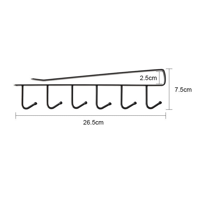 Iron 6 Hook Hanging Storage Rack Holder