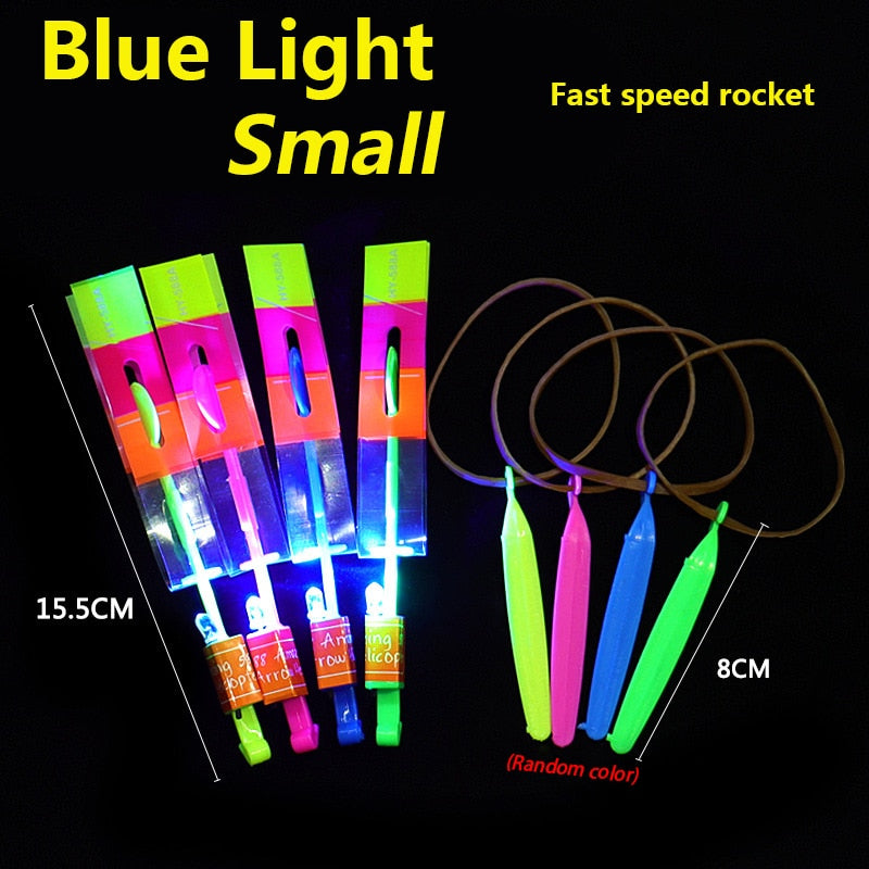 1/3/5/10pcs Amazing Light Toy Arrow Rocket Helicopter Flying Toy LED Light Toys Party Fun Gift Rubber Band Catapult