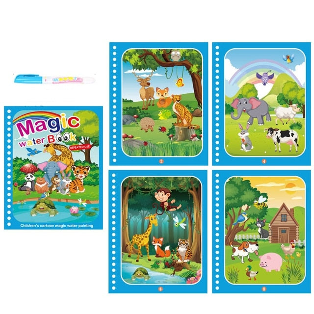 Reusable Coloring Book Magic Water Drawing Book Painting Drawing Toys Sensory Early Education Toys for Kids