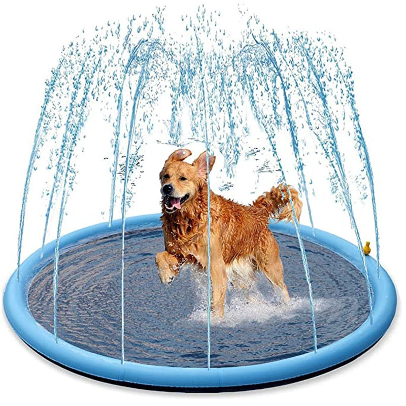 150/170cm Summer Pet Swimming Pool Inflatable Water Sprinkler Pad Play Cooling Mat Outdoor Interactive Fountain Toy for Dogs And Kids
