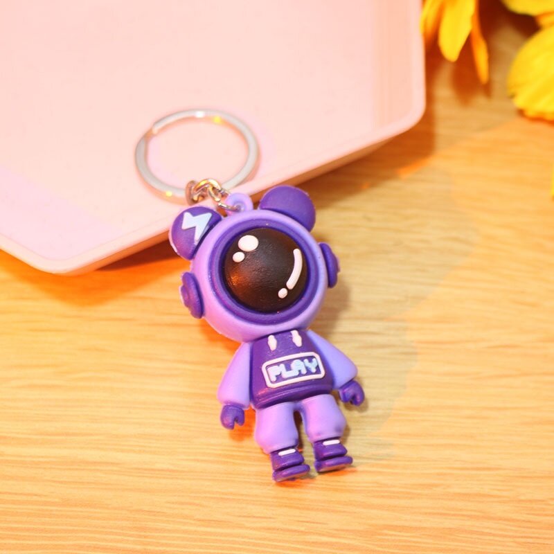 Cute PVC Colorful SpaceBear Keychain Handmade