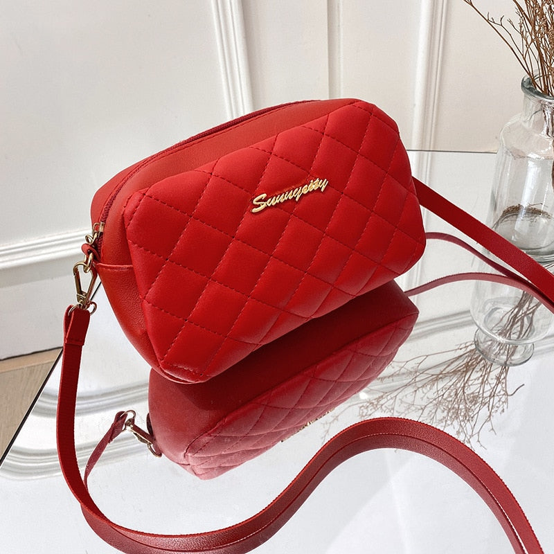 Womens Embroided Rhombus Shoulder Bag
