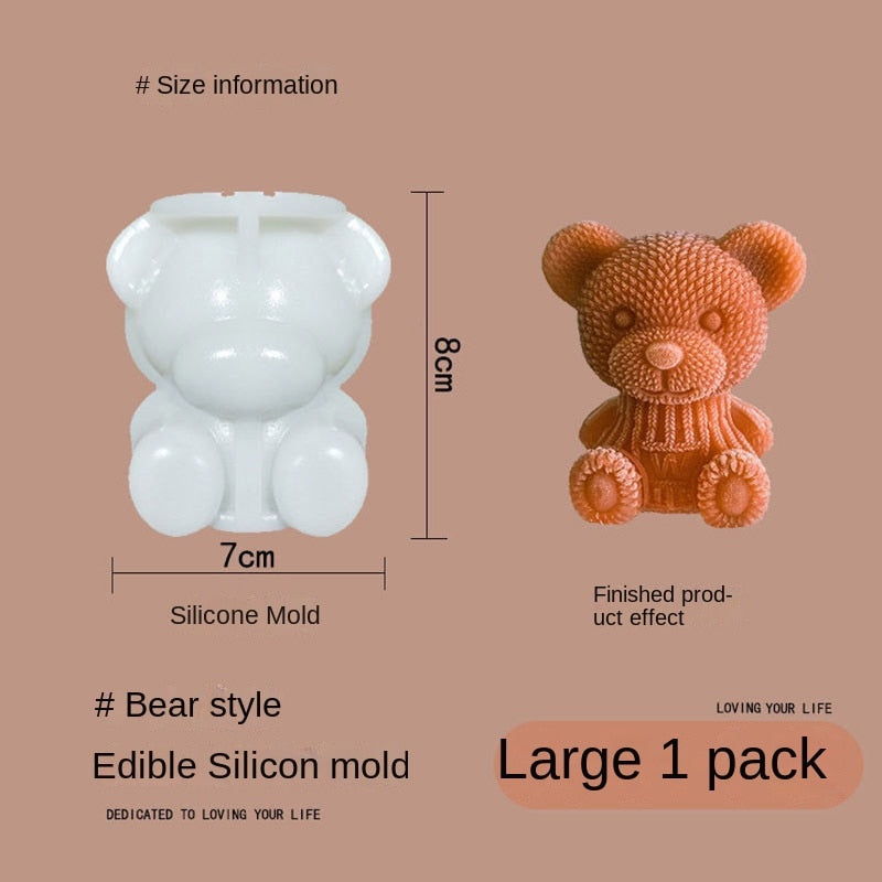 Silicone Mold Bear Shape Ice Cube Maker Chocolate Cake Mould Candy Dough Mold For Coffee Milk Tea Whiskey Ice Mold
