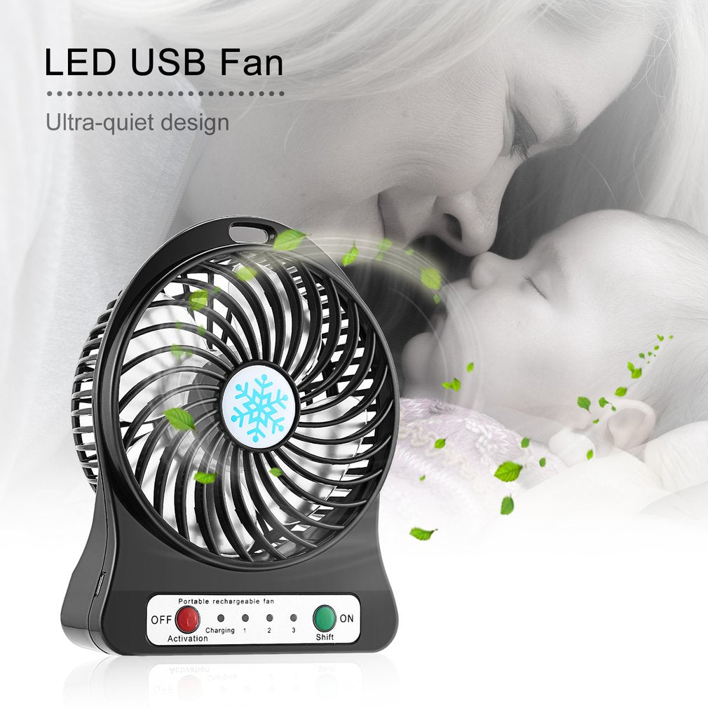 Mini Desk Usb Fan Portable Rechargeable LED Light Fan Air Cooler Three Wind Speed Usb Fan Without Battery Cooling Handheld Fan