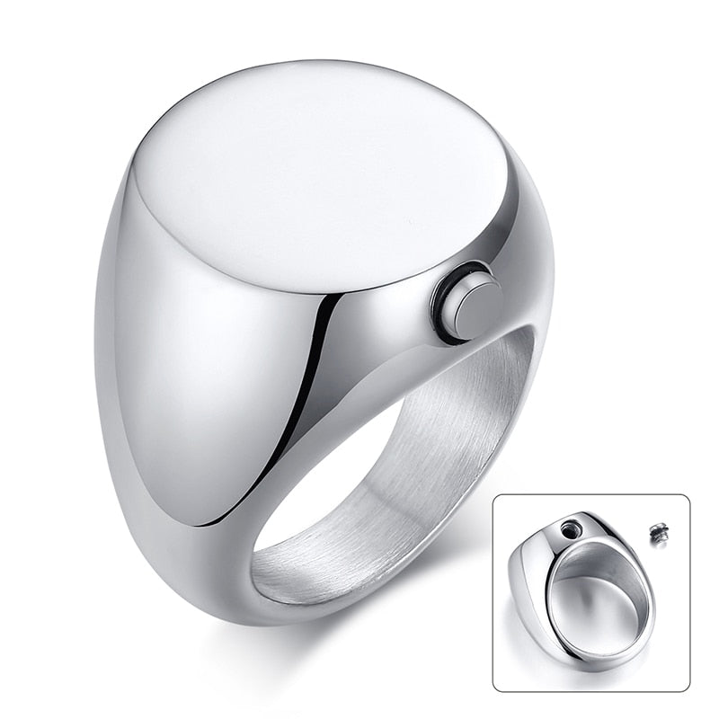 Men's Stainless Steel Memorial Ring With Compartment For Ashes