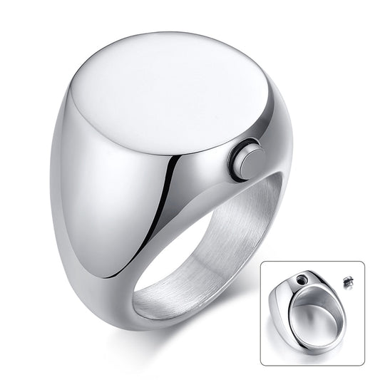Men's Stainless Steel Memorial Ring With Compartment For Ashes