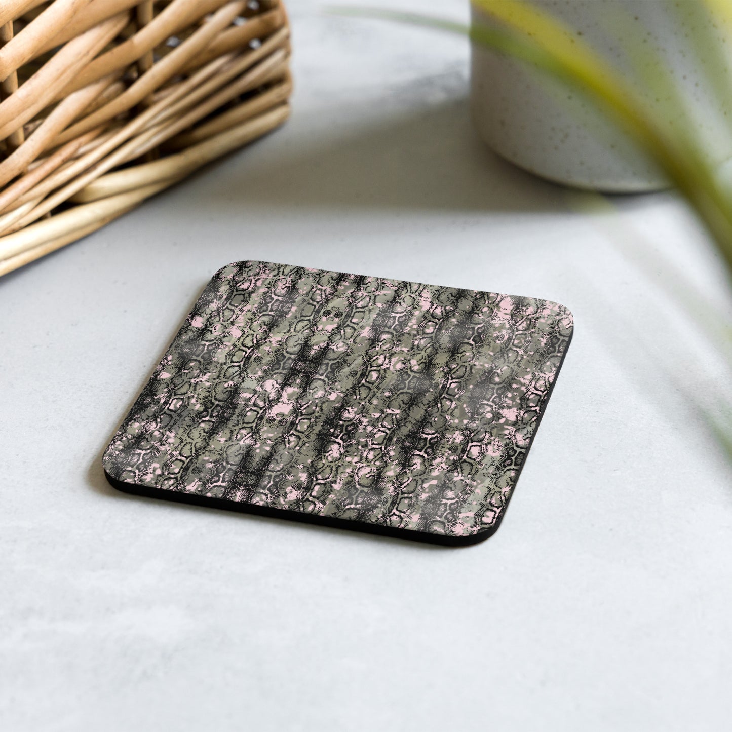 Zoomed In Snake Pattern Cork-back coaster