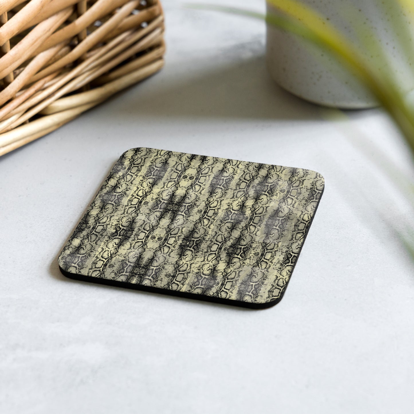 Yellow Snake Cork-back coaster