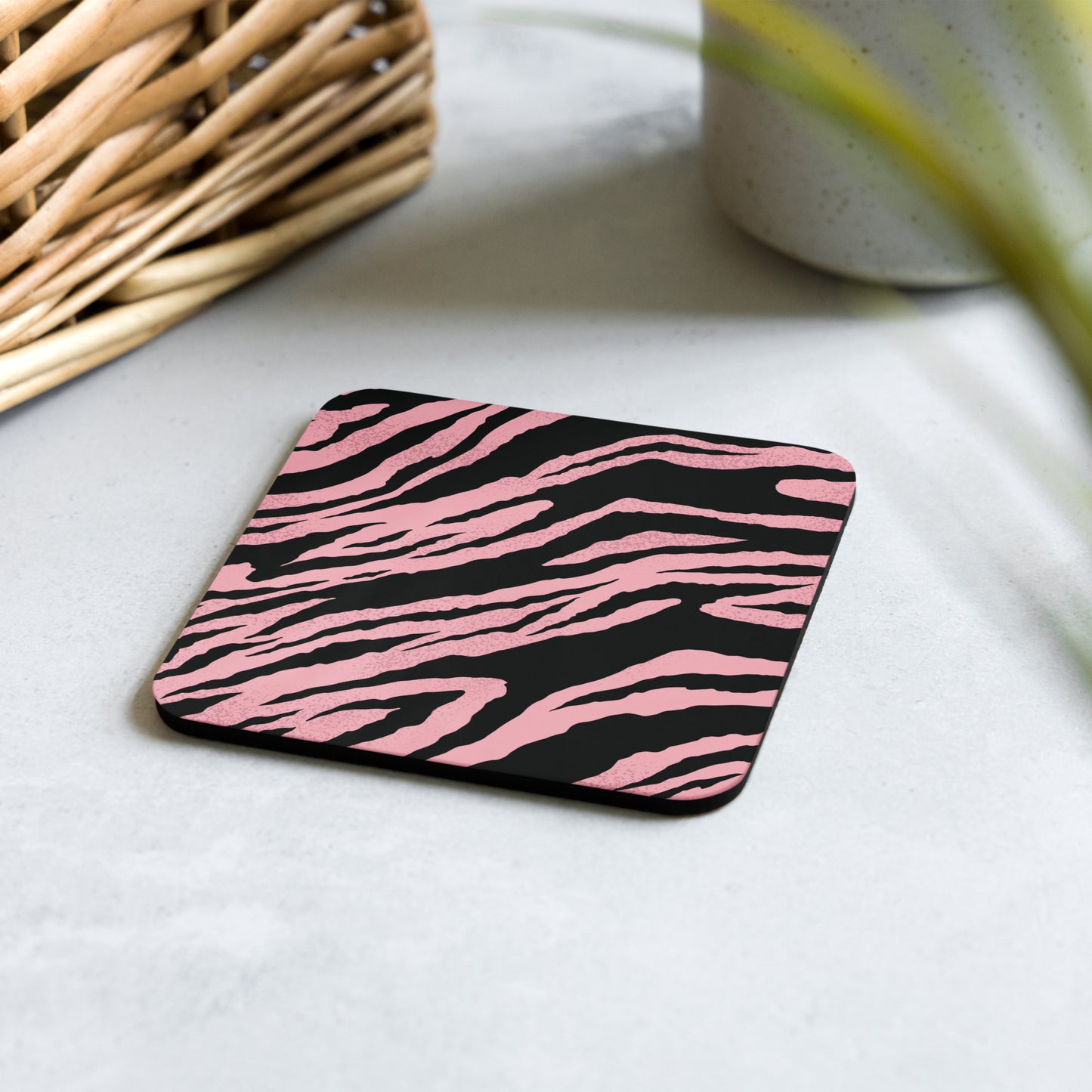 Pink Tiger Cork-back coaster