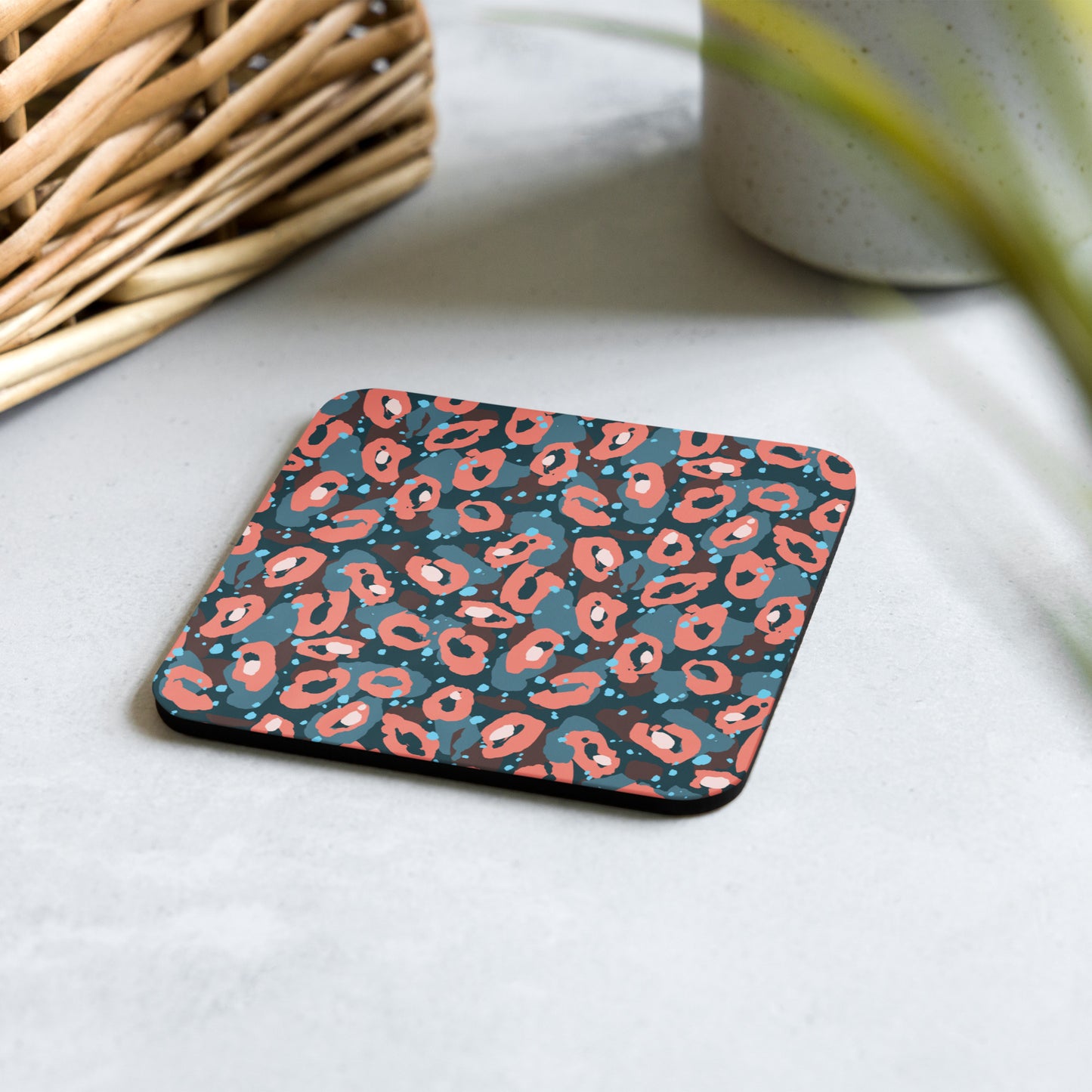 Red Leopard Cork-back coaster