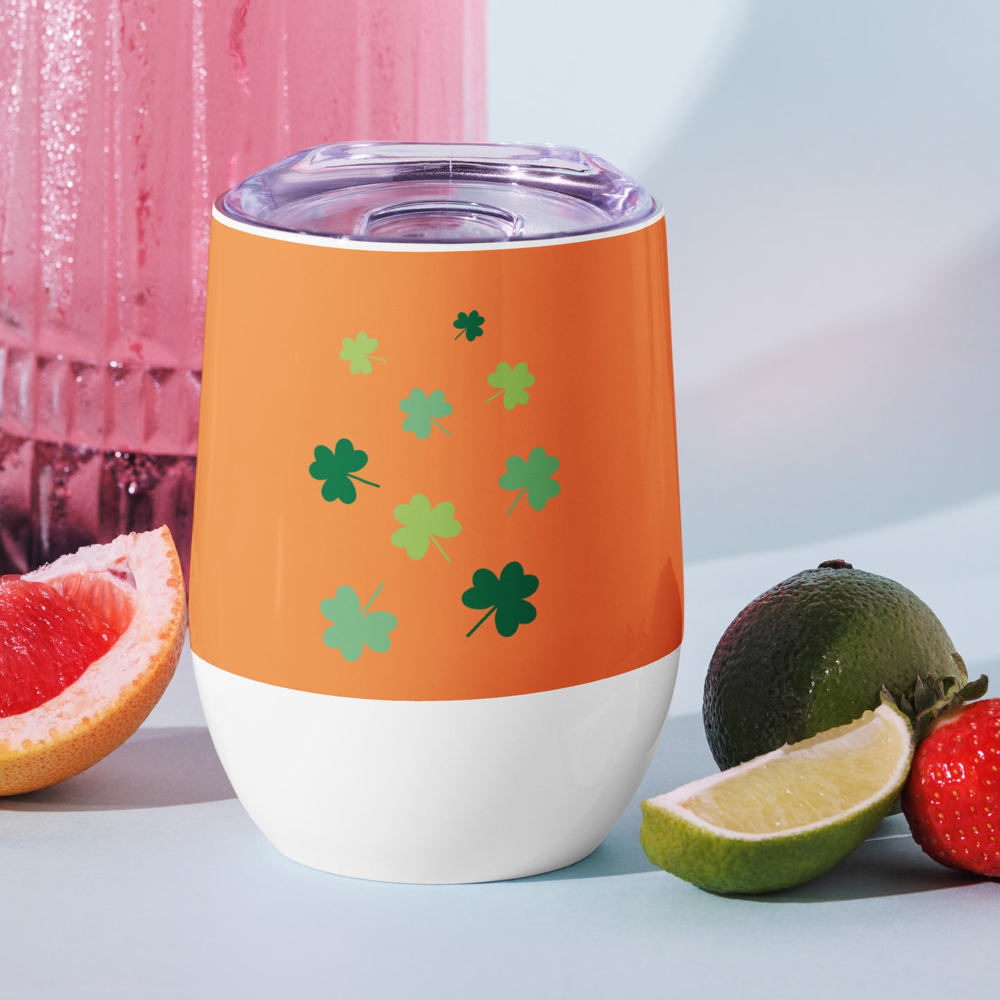 St Patricks Day Clover Wine tumbler