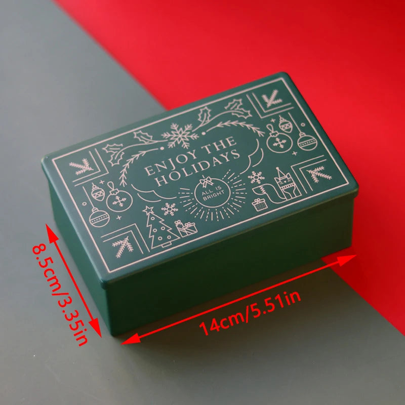 Christmas Rectangle Metal Tinning Can Candy Box Gift Packaging Biscuit Home Storage Box