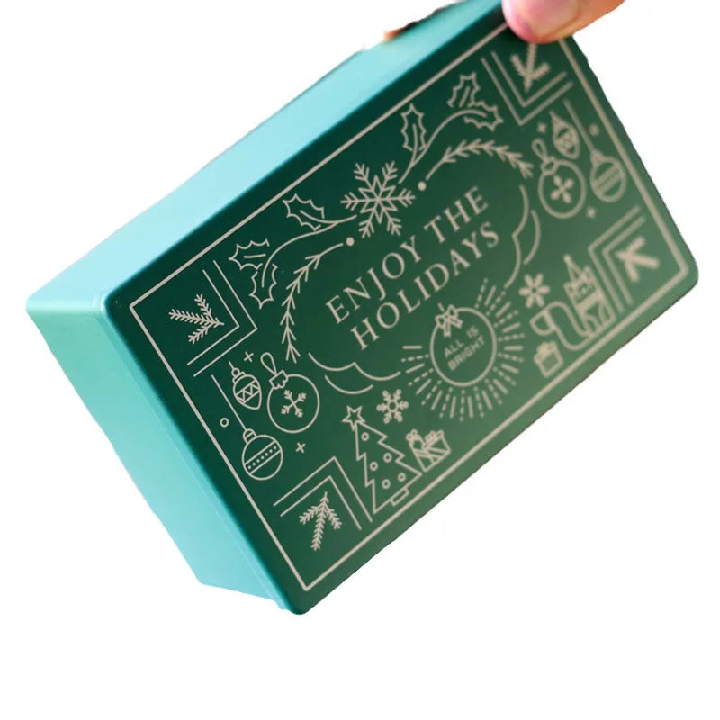 Christmas Rectangle Metal Tinning Can Candy Box Gift Packaging Biscuit Home Storage Box