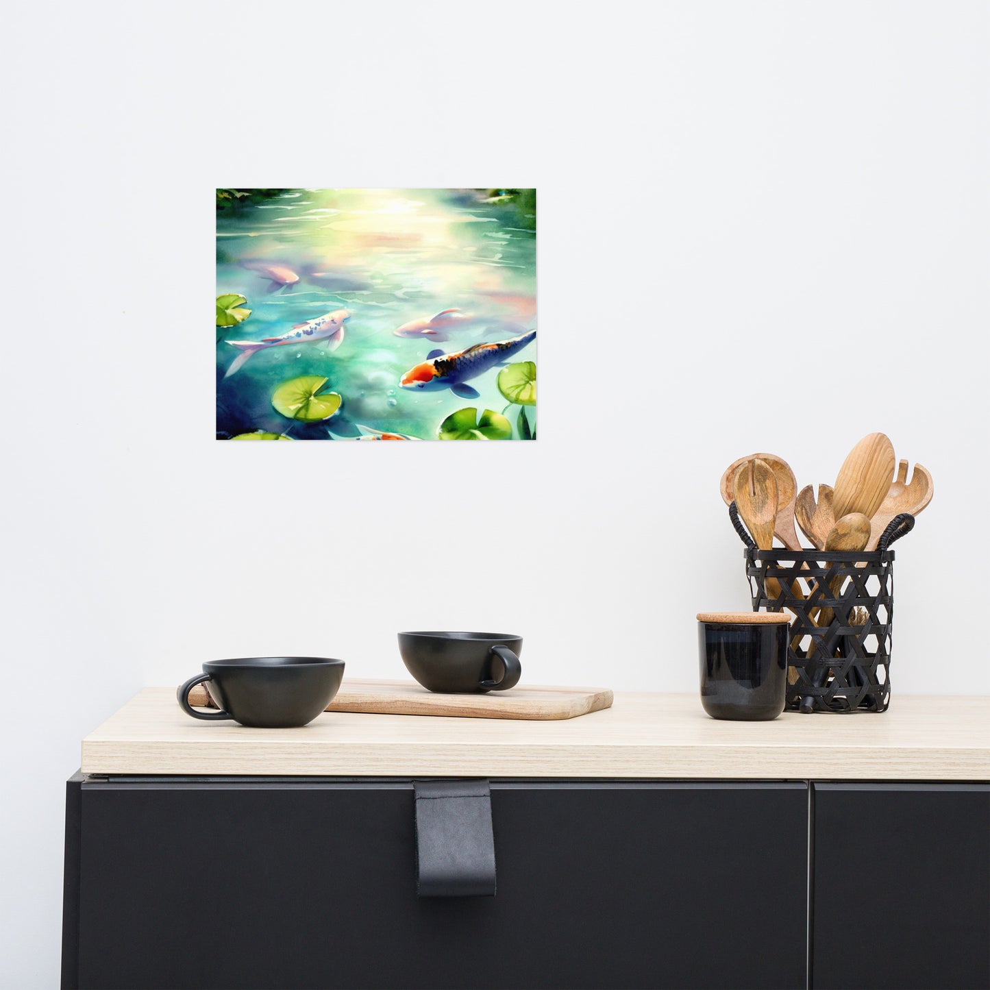 Serene Koi Fish Pond With Lilies Poster Design 1