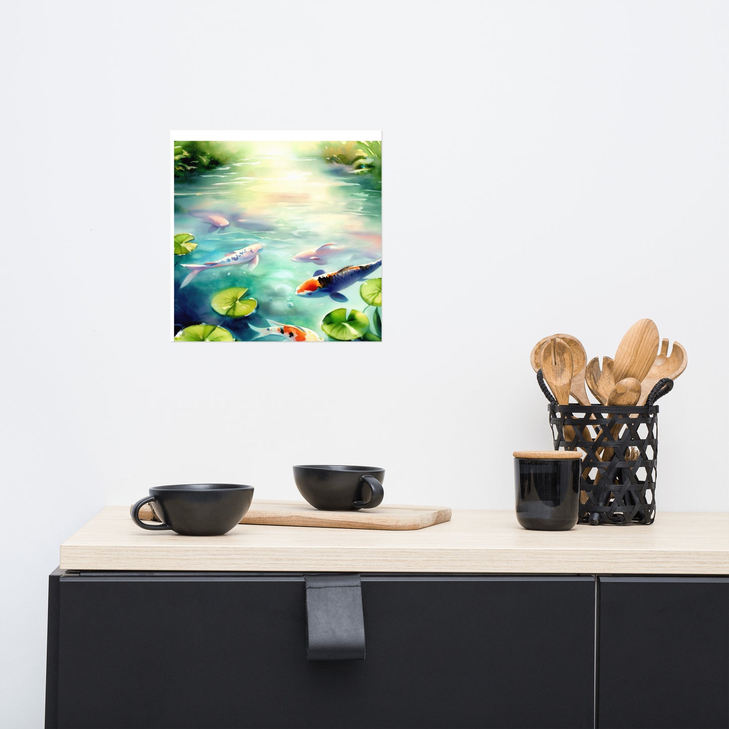 Serene Koi Fish Pond With Lilies Poster Design 1