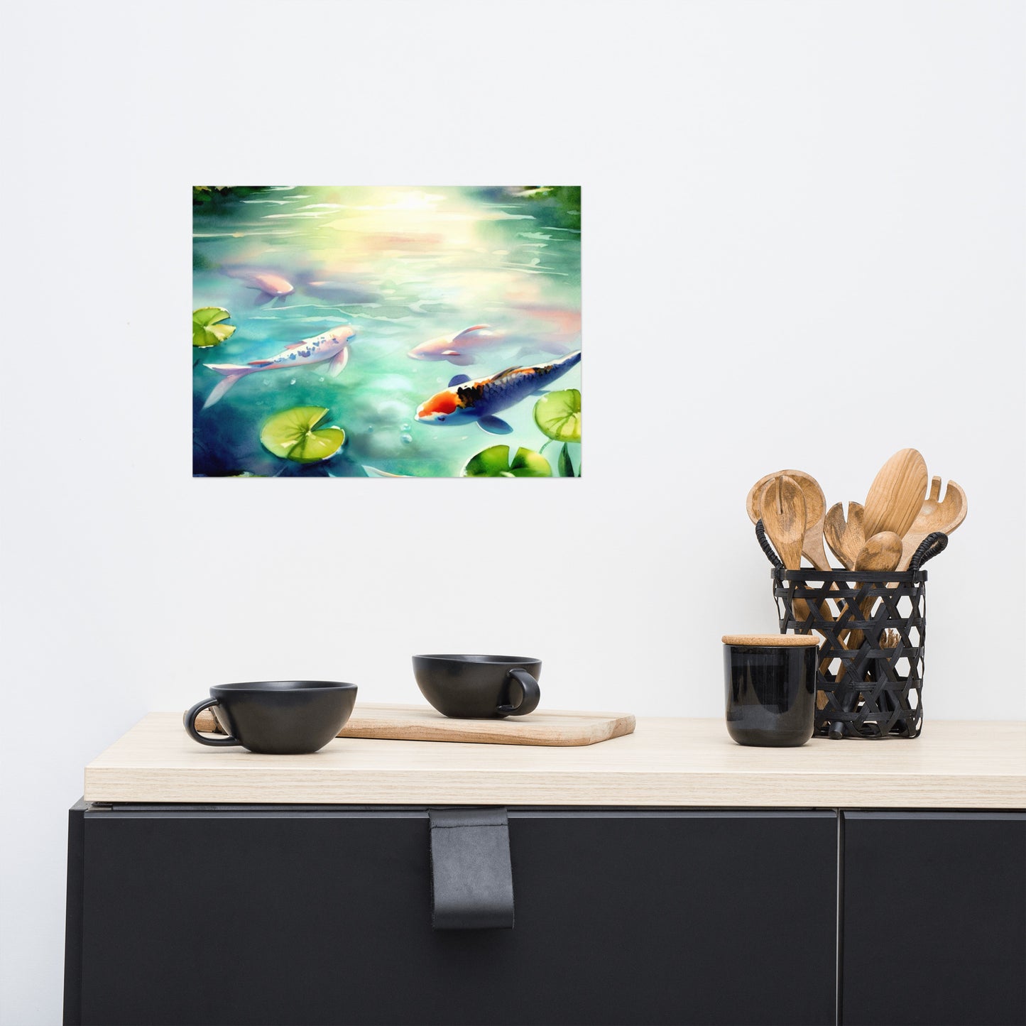 Serene Koi Fish Pond With Lilies Poster Design 1