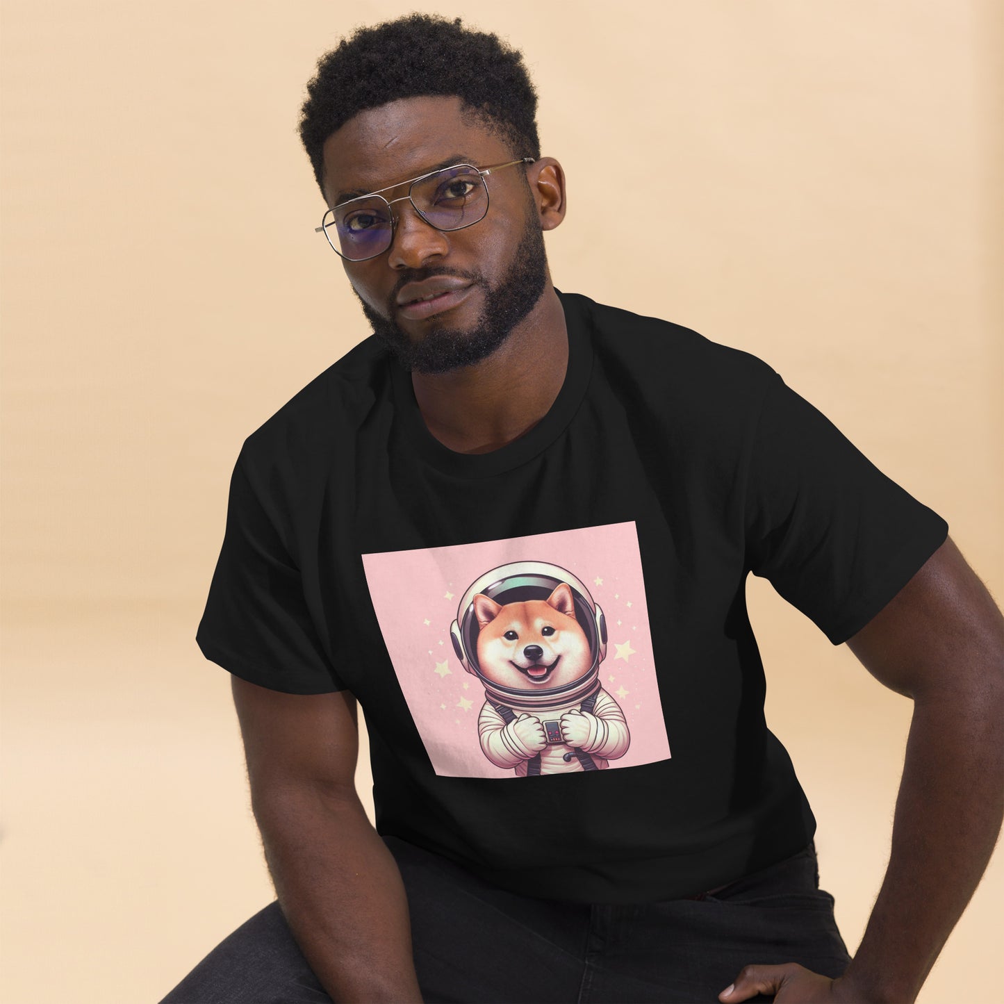 Pink Shiba Atronaut Men's Classic T-Shirt