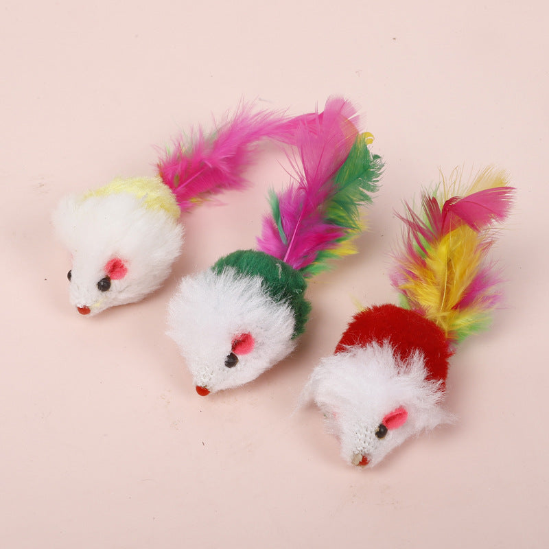 Cats Fur Mouse Colourful Simulation Toys 3 Pack