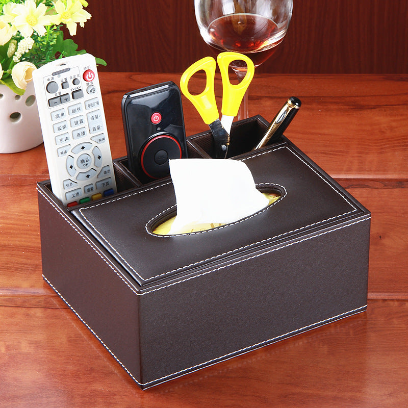 Cross-border creative multi-purpose leather paper cartridge household PU leather tissue box hotel napkin storage box