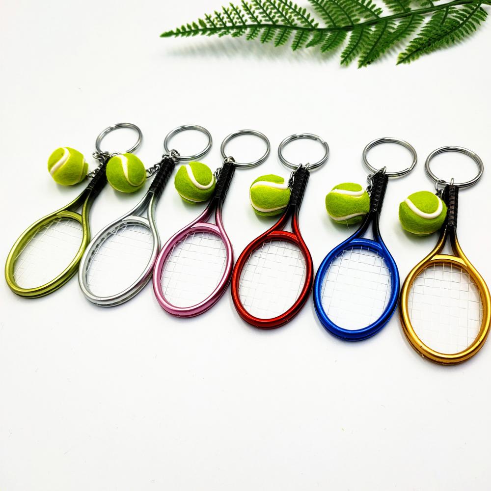 Mini Tennis Racket Ball KeyChain Pendant