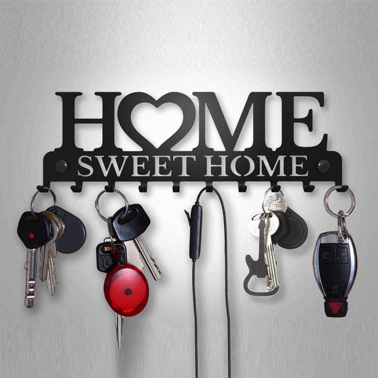 Home Sweet Home Stainless Steel Black Wall Organiser