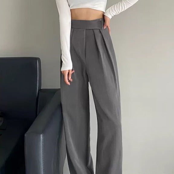 Solid Pleated Wide Leg Trousers Various Colours