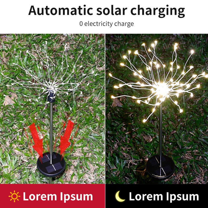 Solar Powered Fairy Firework LED Lights
