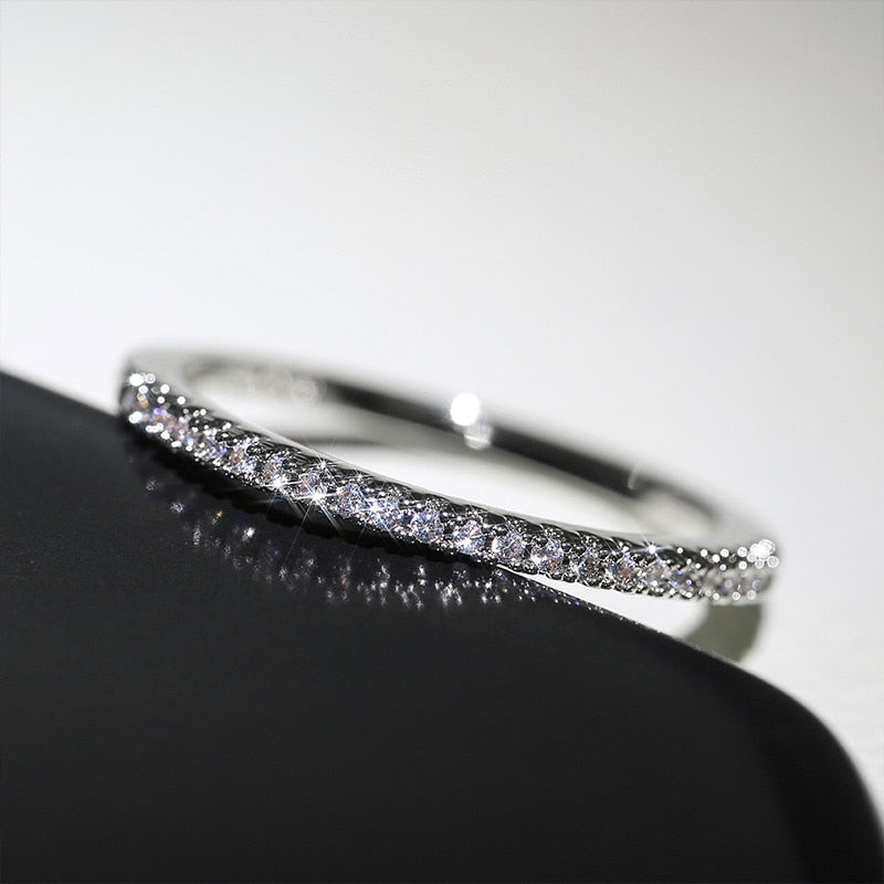 Thin Cubic Zircon Diamond Set Eternity Ring
