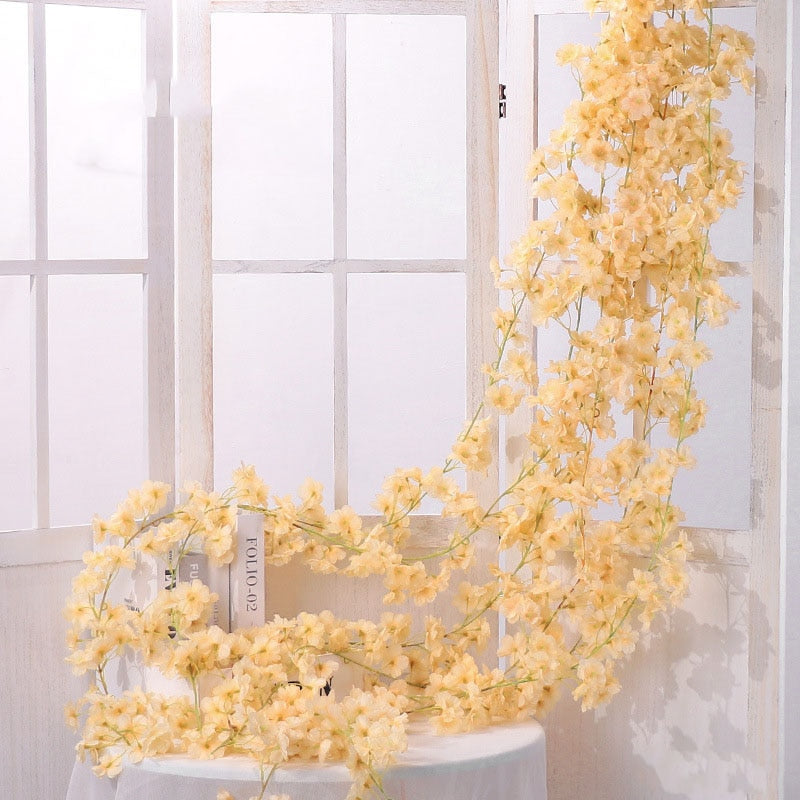 135 Flower Silk Artificial Cherry Blossom Rose Hanging Vine