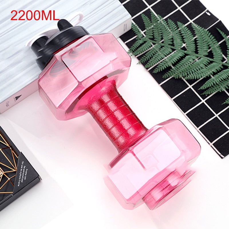 500/1500/2200ml PET Dumbbell Shaped Kettle Outdoor Fitness Cycling Water Bottle Weight Strong Water Drinks Accessories