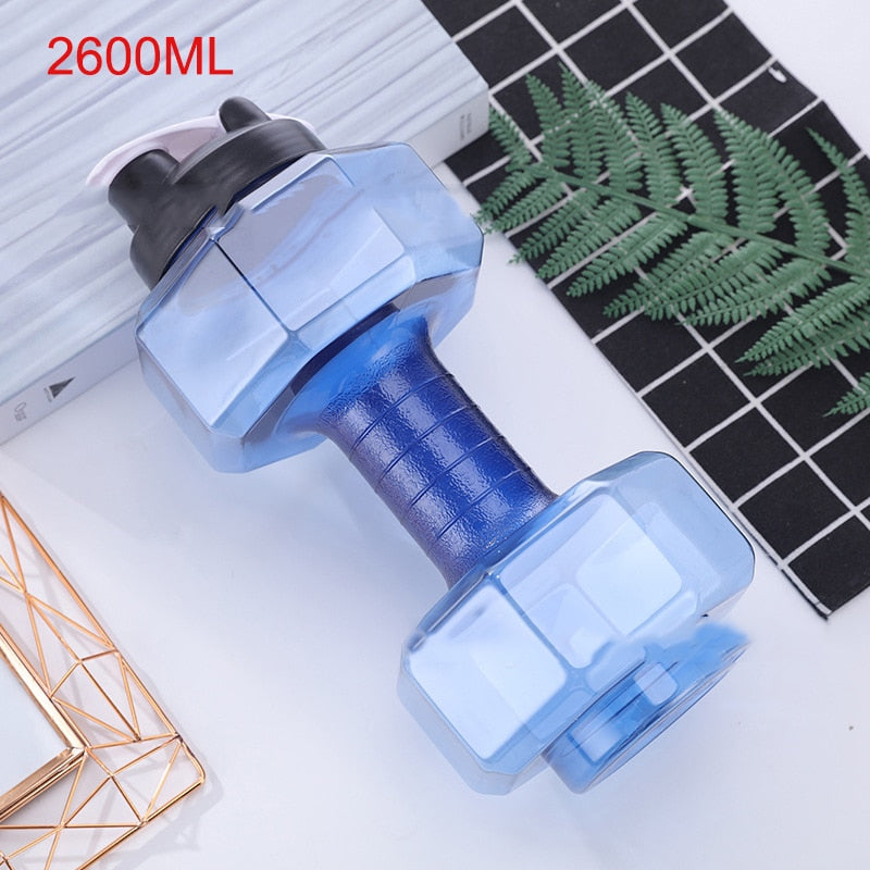 500/1500/2200ml PET Dumbbell Shaped Kettle Outdoor Fitness Cycling Water Bottle Weight Strong Water Drinks Accessories
