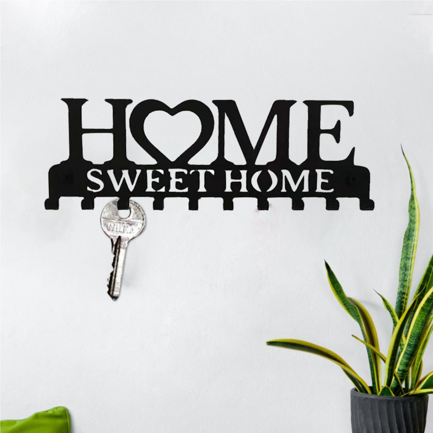 Home Sweet Home Stainless Steel Black Wall Organiser