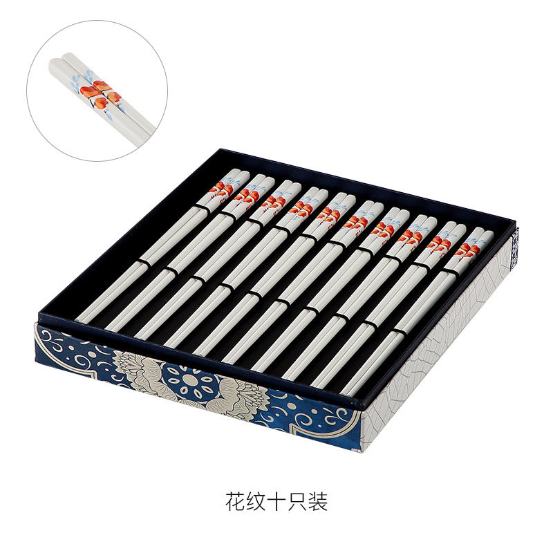 Co-flow Japanese ceramic chopsticks household tableware healthy anti-slip anti-mildew hygienic baffles gift bone chopsticks