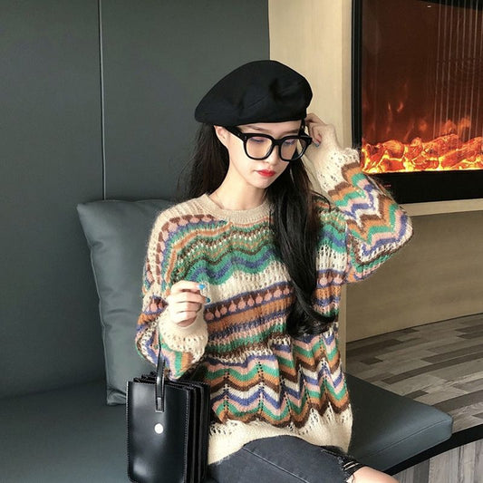 Round O Neck Harajuku Knitted Jumper Various Designs