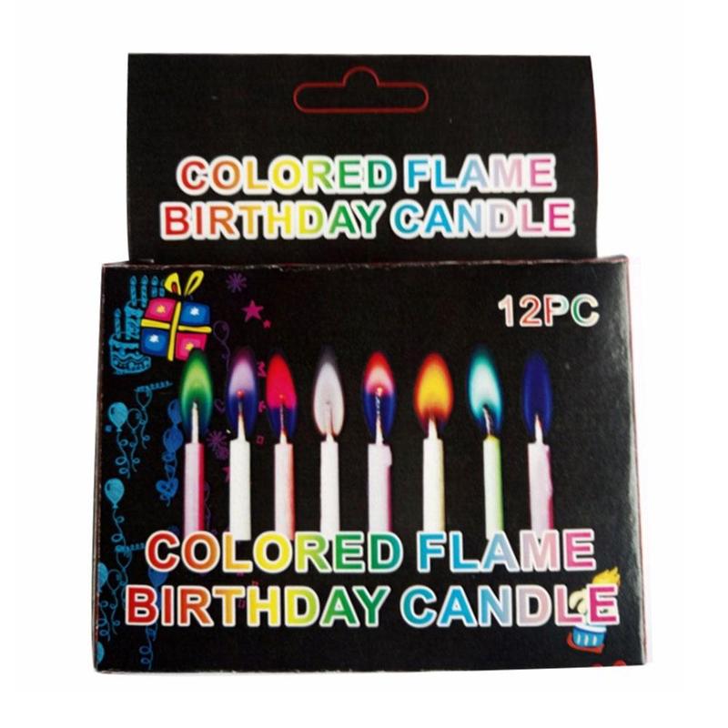 12pcs/box Multicolour Flame Candles Colorful Wedding Party Birthday Cake Candles Decoration Party Supplies