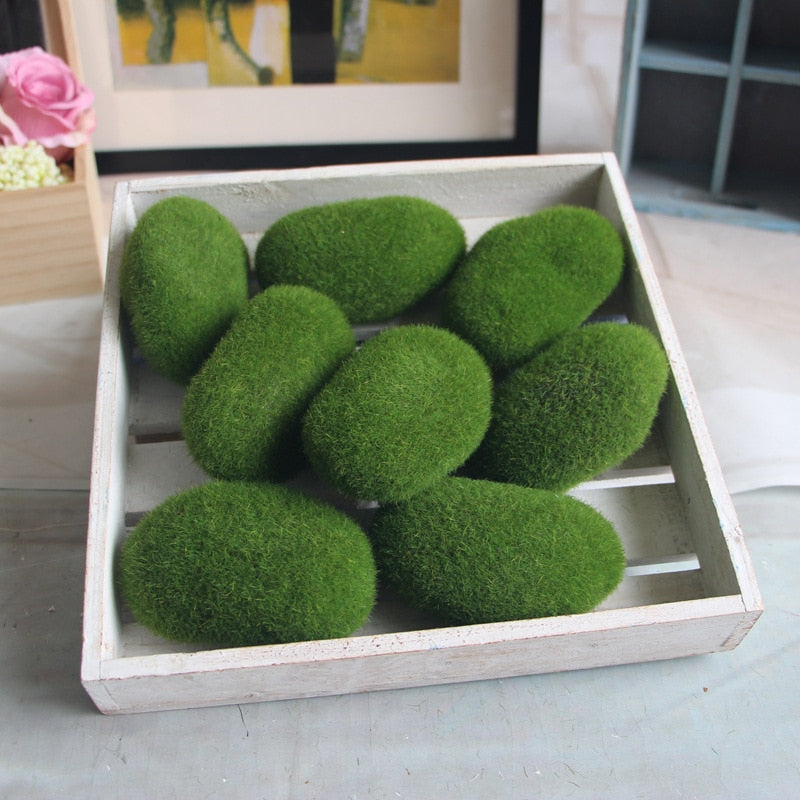 6Pcs Artificial Fake Moss Stones