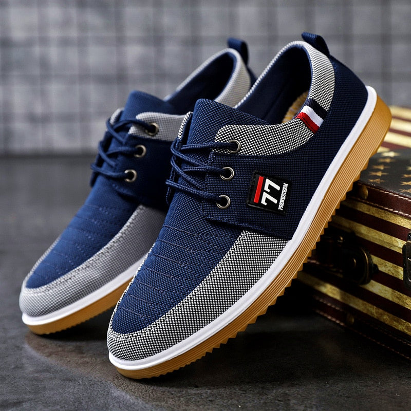 New Men's Canvas Shoes Lightweight Sports Shoes Casual Mesh  Breathable Vulcanized Shoes Classic Fashion Lace Up Work Shoes 2023