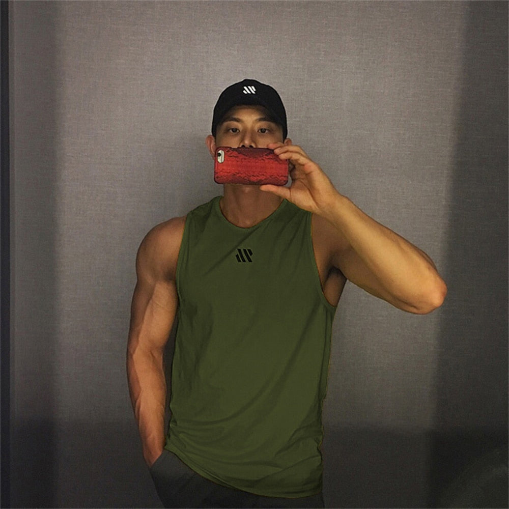 Men's Summer Gym Shirt Street High Quality Sleeveless T-shirts For Men Tank Tops Workout Fitness Singlets Sport Vest Clothing