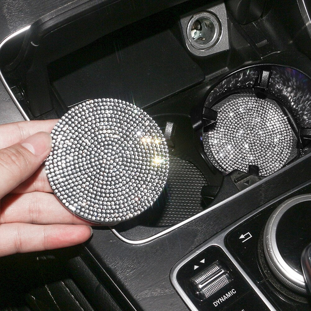 Diamond Car Accessories Coaster Water Cup Slot Non-Slip Mat Silica Gel Pad Cup Holder Mat